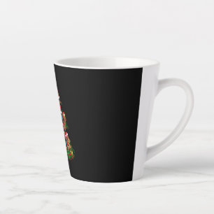 Caneca De Café Latte Feliz Natal   Luzes de árvores de Natal de Cachorr