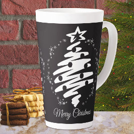 Caneca De Café Latte Feliz Natal Negro Feriado Moderno
