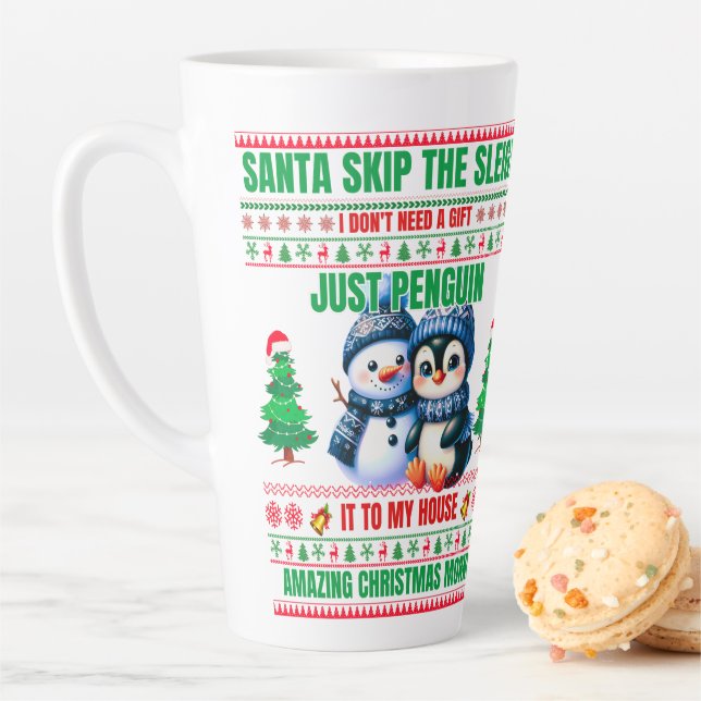 Caneca De Café Latte Feliz Natal Para O Presente Pinguin Snowman (In Situ)