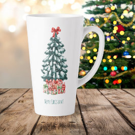 Caneca De Café Latte Feliz Natal Pinheiro Nevado
