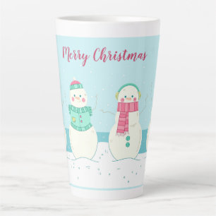 Caneca De Café Latte Feliz Natal Snowmen