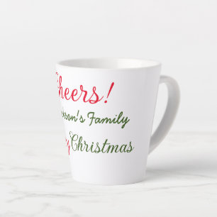 Caneca De Café Latte feliz natal votos adicione o nome da família texto