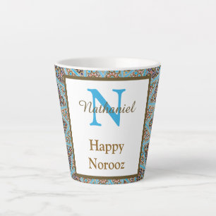 Caneca De Café Latte Feliz Noroz Pérsia Ano Novo Monograma Inicial