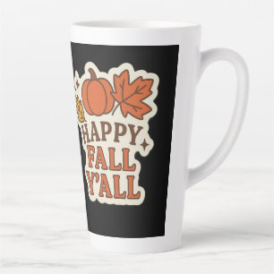 Caneca De Café Latte Feliz Outono para Todos - Adesivo Fofo de Outono