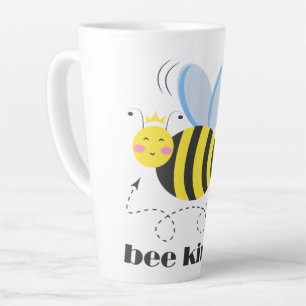 Caneca De Café Latte Feliz princesa de abelhas com coroa e slogan Bela