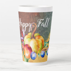 Caneca De Café Latte Feliz Queda, Pumpkin de Ação de Graças e Fruta