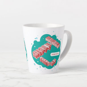 Caneca De Café Latte Felizes Feriados, Verde e Vermelho