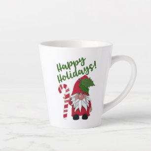 Caneca De Café Latte Felizes Festas! Gnome de Cana de Açúcar