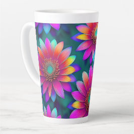 Caneca De Café Latte Felizes Flores