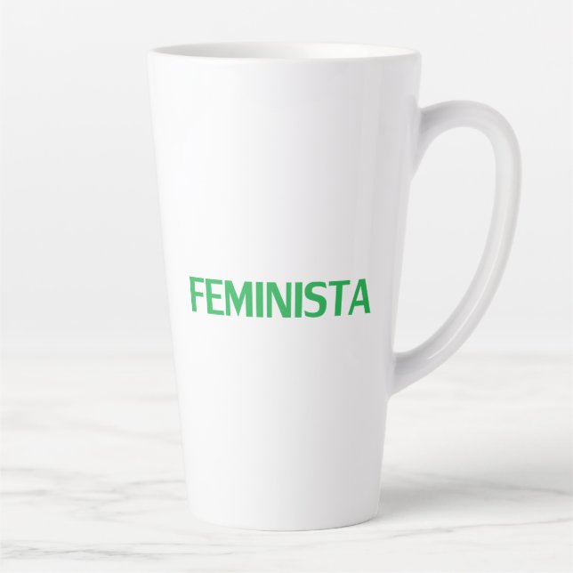Caneca De Café Latte Feminista em Espanhol Verde e Moderno (Direita)