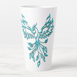 Caneca De Café Latte Fenix Azul Turquesa Ressurge