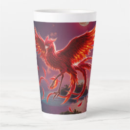 Caneca De Café Latte Fênix Carmesim da Maré enluarada.