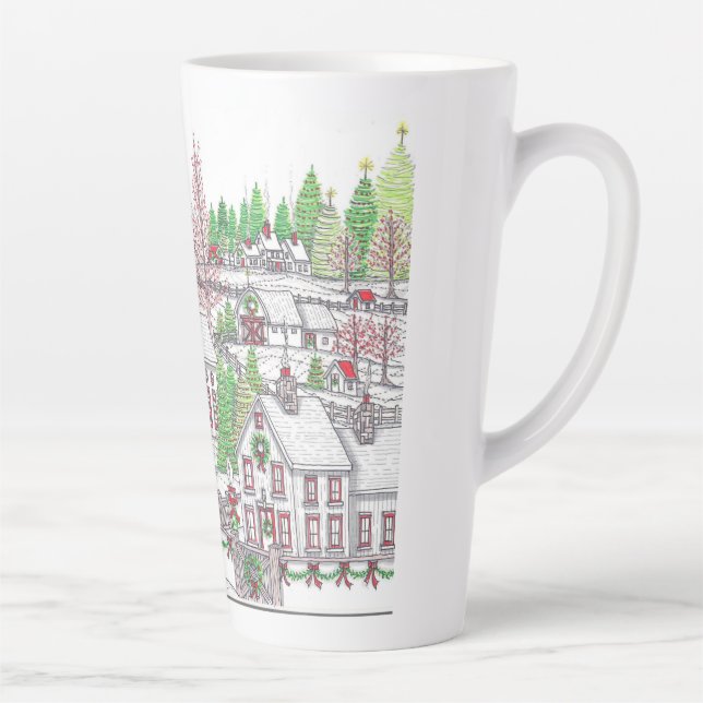 Caneca De Café Latte Feriado da vila de Natal Latte (Direita)