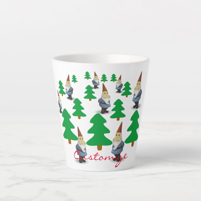 Caneca De Café Latte Feriado de inverno Gnomos Árvores de Natal Thunder (Frente)