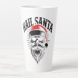 Caneca De Café Latte Feriado de Natal do Red Papai noel Skull