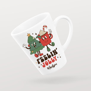 Caneca De Café Latte Feriados de Natal Jolly Feriados Engraçados Nome d