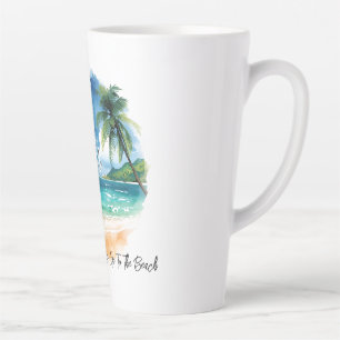 Caneca De Café Latte Férias, Vamos à Praia