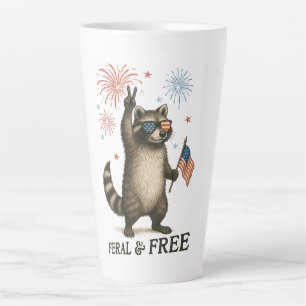 Caneca De Café Latte Férrimo Mas Livre Fogos De Artifício Feral Raccoon