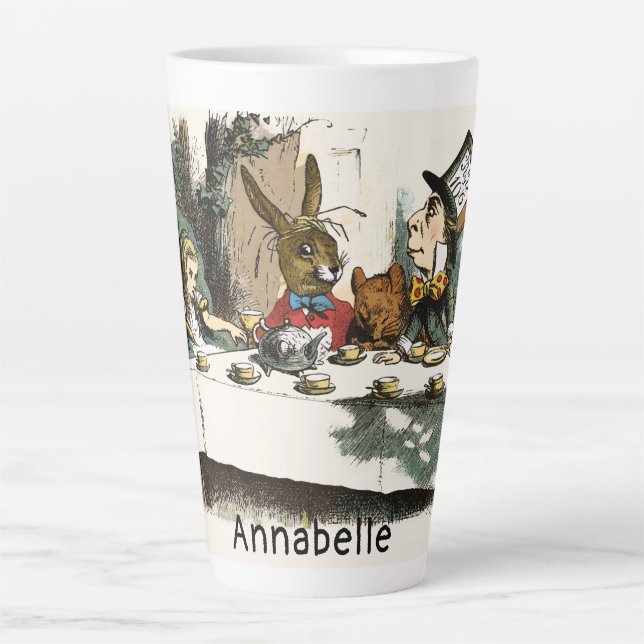 Caneca De Café Latte Festa de Alice Tea Mad Hatter Personaliza Lata (Frente)