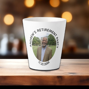 Caneca De Café Latte Festa de Aposentadoria Elegante com Foto Especial