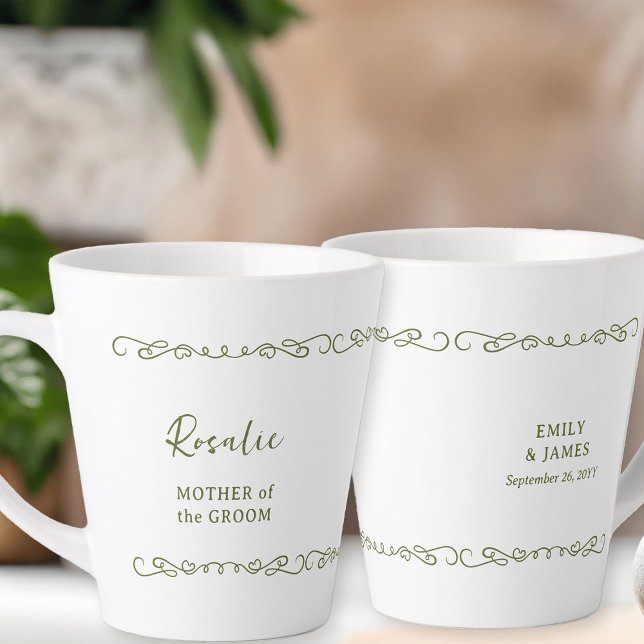 Caneca De Café Latte Festa de casamento verde-oliva de rabisco (Wedding Party gift mug - customize to any color or for anyone in your wedding party)