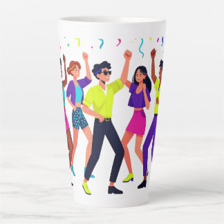 Caneca De Café Latte Festa de Celebração de Dança de Amigos Felizes