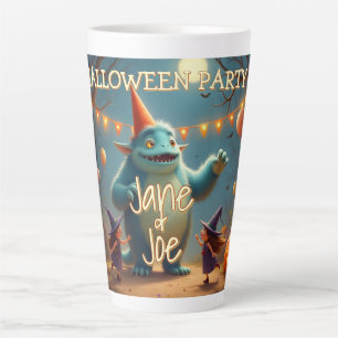 Caneca De Café Latte Festa de Halloween do Monstro Feliz para Crianças