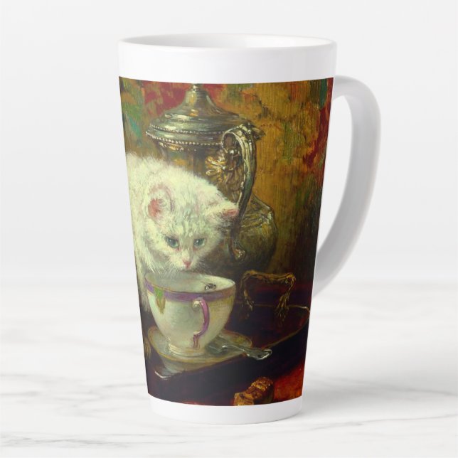 Caneca De Café Latte Festa de Tea Kittens (Ângulo direito)