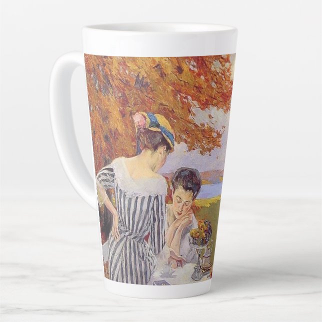 Caneca De Café Latte Festa do Chá no Jardim de Outono Arte Vintage (Ângulo esquerdo)