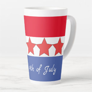 Caneca De Café Latte Festa Patriótica Vermelha Branca e Azul de 4 de Ju