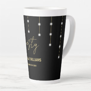Caneca De Café Latte Festa Preta e Dourada com Roteiro Moderno