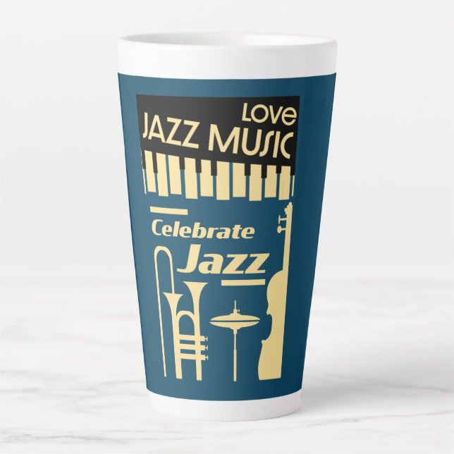 Caneca De Café Latte Festivais E concertos Jazz (Frente)
