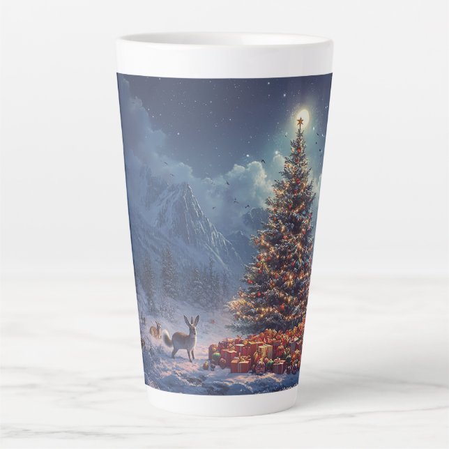 Caneca De Café Latte Festive Christmas Tree with Cozy Winter Design gif (Frente)
