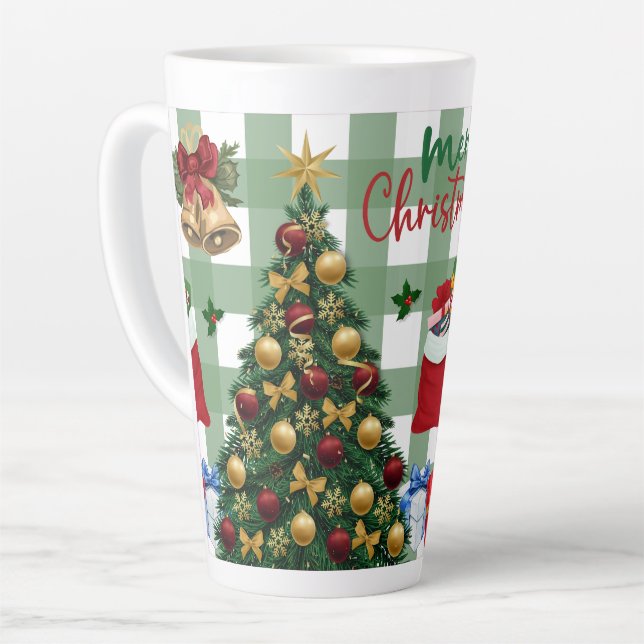 Caneca De Café Latte Festive Christmas Tree with Cozy Winter Design gif (Ângulo esquerdo)
