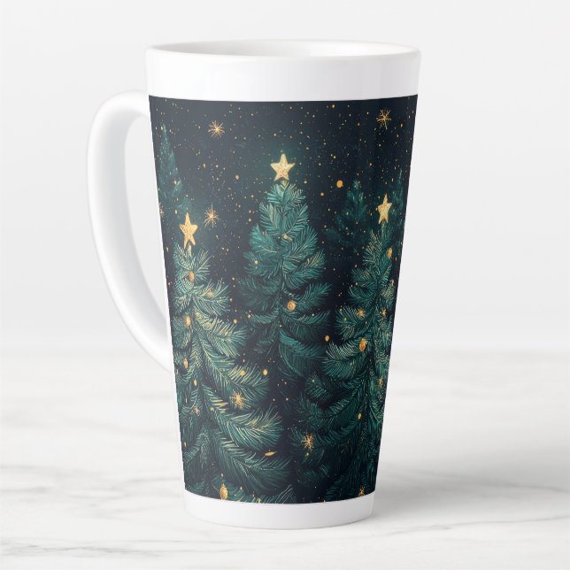 Caneca De Café Latte Festive Christmas Tree with Cozy Winter Design gif (Ângulo esquerdo)