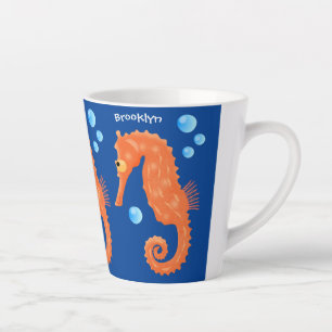 Caneca De Café Latte Figura de desenho animado das bolhas de laranja-ac