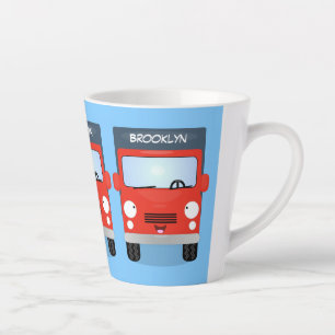 Caneca De Café Latte Figura de desenho animado de caminhão vermelho-bra