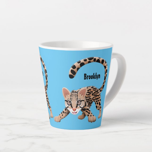 Caneca De Café Latte Figura de desenho animado de ocelot bonito (Ângulo direito)