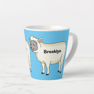 Caneca De Café Latte Figura de desenho animado de ovelhas bonitas e fel