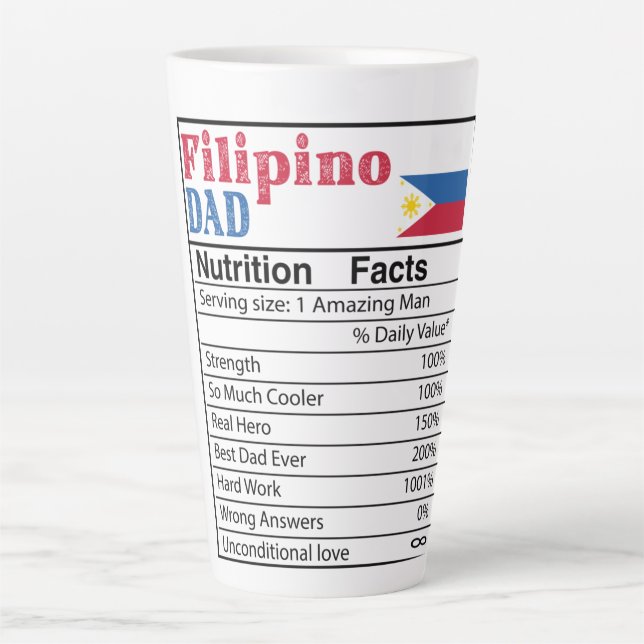 Caneca De Café Latte Filipino Pai Fatos Dia de os pais Oferta Pai (Frente)