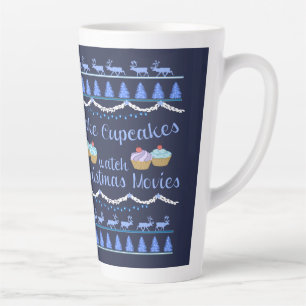 Caneca De Café Latte Filmes de Natal e Cupcakes