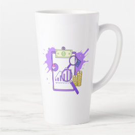 Caneca De Café Latte Financial Analysis Report Money Magnifying Glass