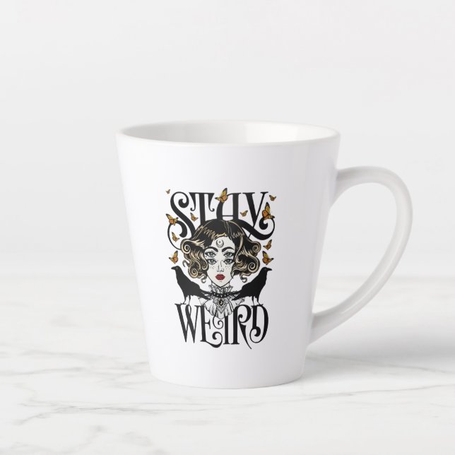 Caneca De Café Latte Fique Estranho (Direita)