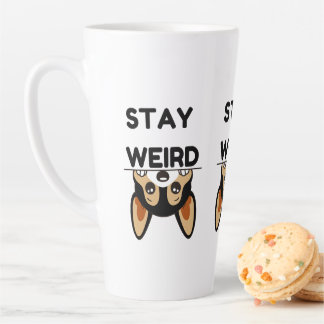 Caneca De Café Latte Fique Estranho Cachorro Cartoon Engraçado Boston T