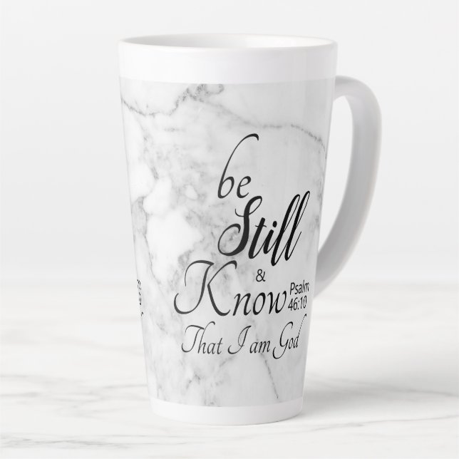 Caneca De Café Latte Fique Parado e Conheça Versículo Bíblico 46:10 Már (Ângulo direito)