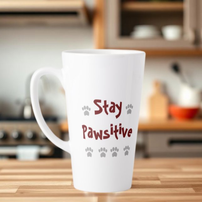 Caneca De Café Latte Fique Pawsitivo (Criador carregado)