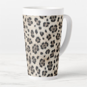 Caneca De Café Latte Fique Selvagem Leopardo da Neve Olhar de Faux Pelú