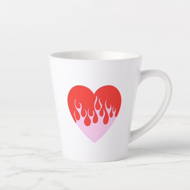 Caneca De Café Latte Fire Heart (Direita)