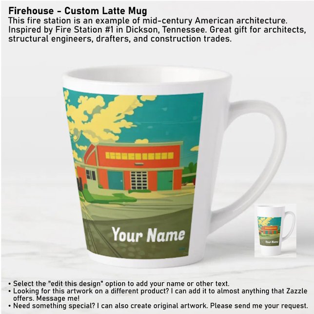 Caneca De Café Latte Firehouse - Custom Latte Mug (Criador carregado)