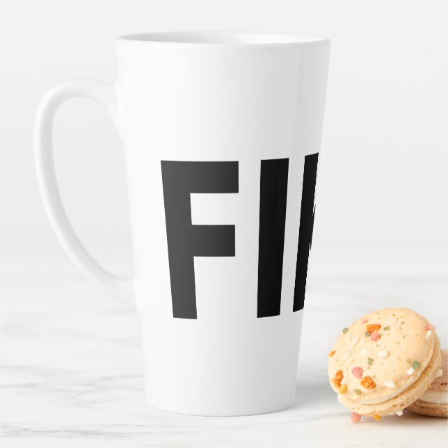 Caneca De Café Latte Fita de Lata Branca e Preta FIKA (In Situ)